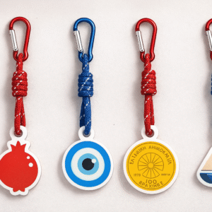 Greek Drachma Coin “Gouria” New Year Charm – Acrylic with Rope & Carabiner (Good Luck Charm)